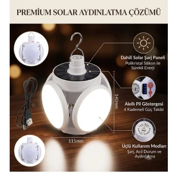 Kamp Lambası, Güneş Enerjili - 5 Kanatlı