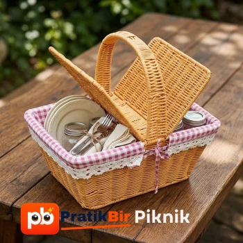 Kapaklı Hasır Piknik Sepeti