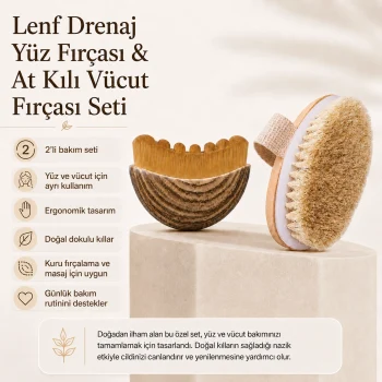Lenf Drenaj Yüz Fırçası ve At Kılı Vücut Fırçası Seti