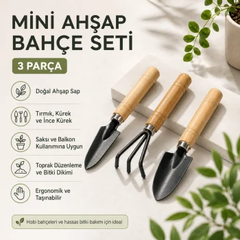 Mini Ahşap Hobi Bahçe Seti - 3 Parça