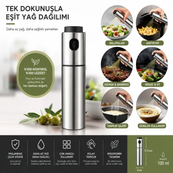Paslanmaz Çelik Gövdeli Sprey Yağlık