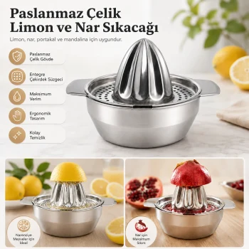 Paslanmaz Çelik Limon ve Nar Sıkacağı