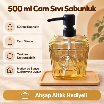 Sarı Cam Sıvı Sabunluk - 500 ml