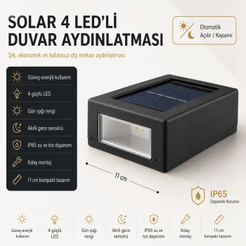 Solar 4 Ledli Duvar Aydınlatması