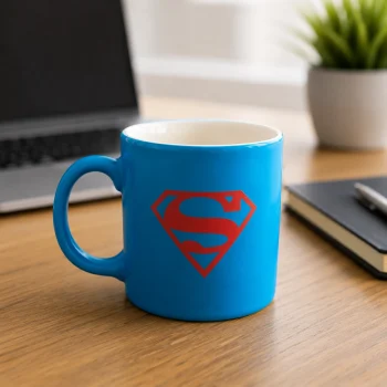 Superman Temalı Mavi Seramik Kupa – Özel Kutulu 330 ML