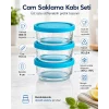 3lü Cam Saklama Kabı Seti - 400ml x 3