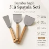 Bambu Saplı 3lü Paslanmaz Çelik Spatula Seti