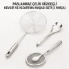 Paslanmaz Çelik Süzgeçli Kevgir ve Kızartma Maşası Seti - 3 Parça
