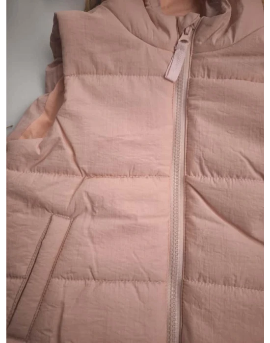 Kapşonlu Pudra Kız Çocuk Yelek