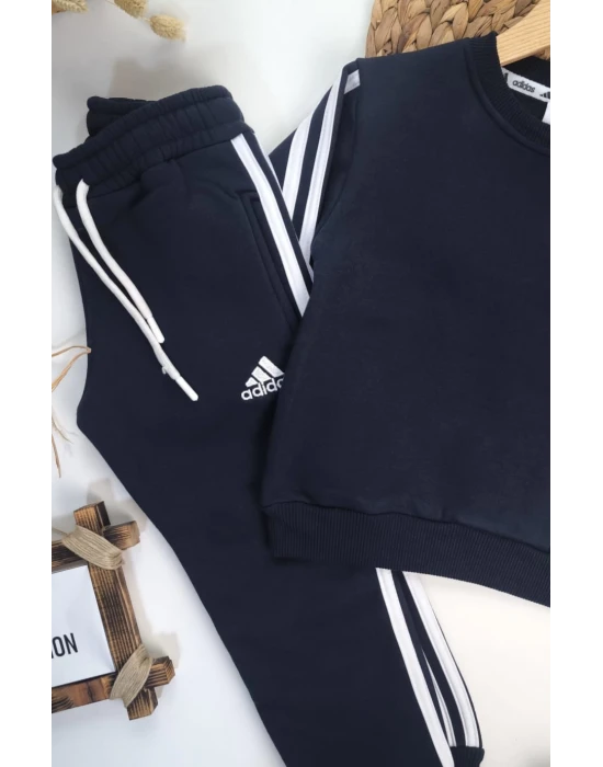 Şardonlu, Nakışlı, Unisex Eşofman Takımı (Lacivert)