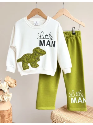 Dinazor Nakışlı Aplike Detaylı Sweatshirt ve Eşofman Takımı