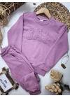 3 İplik Şardonsuz Unisex Pembe Eşofman Takımı