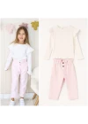 İnce Kadife Pantolonlu Dokuma Kız Takım