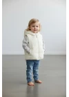 Kapşonlu Ekru Kız Çocuk Yelek