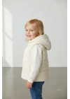 Kapşonlu Ekru Kız Çocuk Yelek