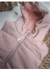 Kapşonlu Pudra Kız Çocuk Yelek