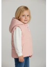 Kapşonlu Pudra Kız Çocuk Yelek