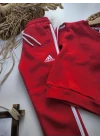 Şardonlu, Nakışlı, Unisex Eşofman Takımı (Kırmızı)