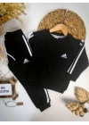 Şardonlu, Nakışlı, Unisex Eşofman Takımı (Siyah)