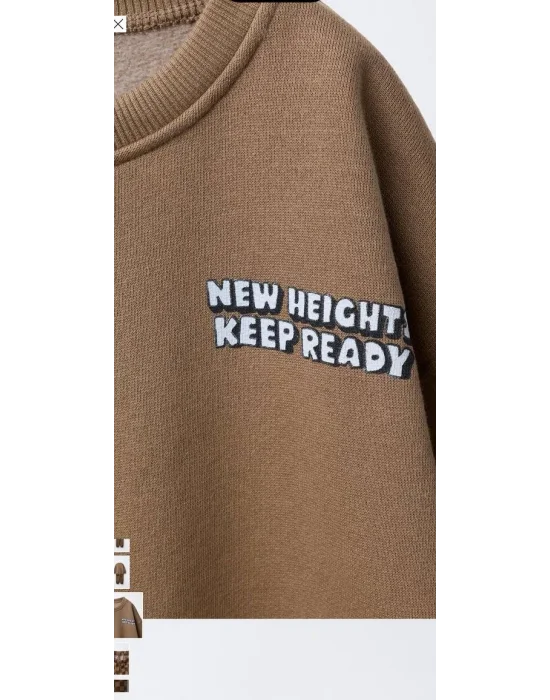 3 İplik Şardonlu Kahverengi Erkek Eşofman Takımı