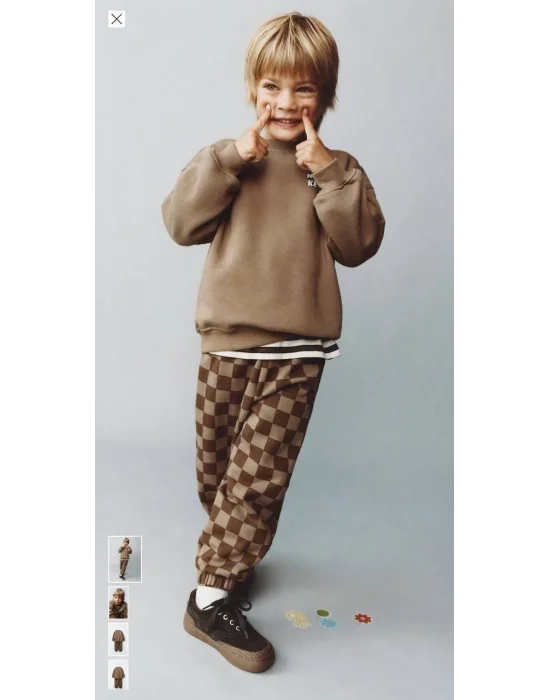 3 İplik Şardonlu Kahverengi Erkek Eşofman Takımı