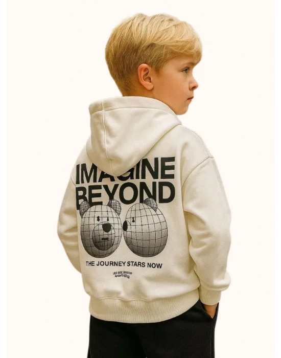 Ayıcık Dizaynlı Kapüşonlu Erkek Eşofman Takım