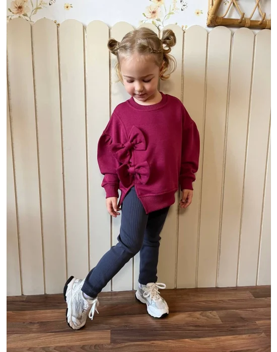 Bordo Renkli Kurdeleli Taytlı Takım