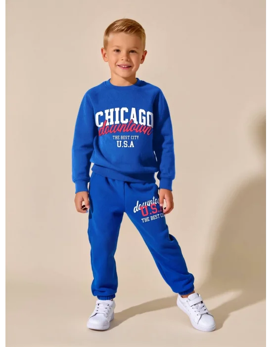 Chicago Yazı Detaylı Erkek Eşofman Takımı