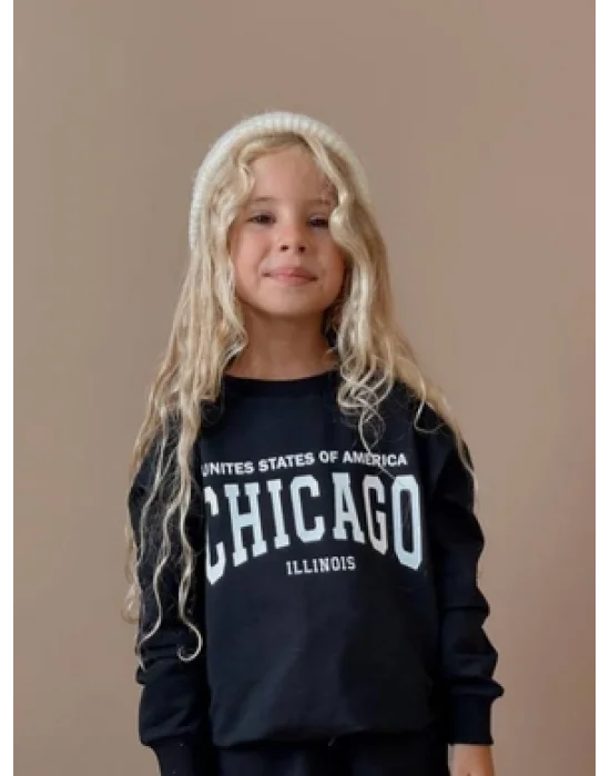 Chicago Yazı Detaylı Unisex Eşofman Takımı - Alt Üst Takım