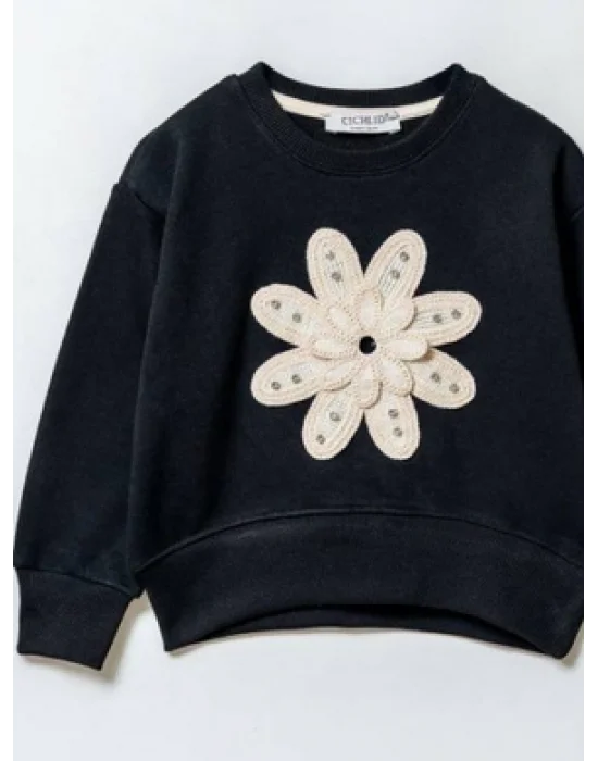 Çiçek Desenli Sweatshirt