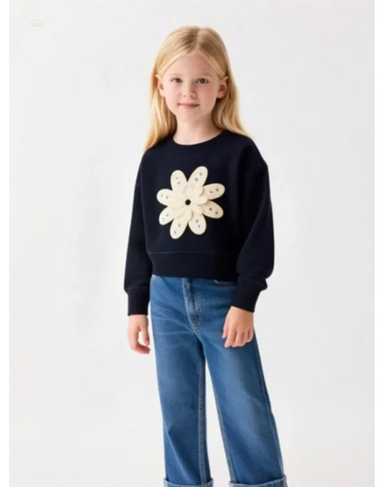 Çiçek Desenli Sweatshirt
