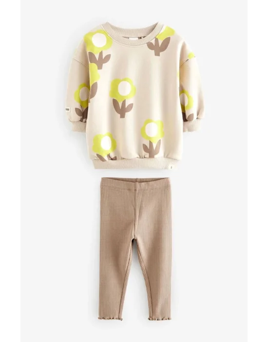 Çiçek Desenli Taytlı Takım