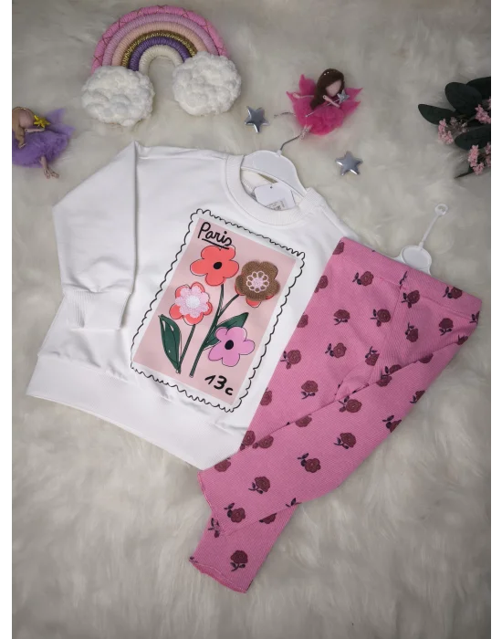 Çiçek Örgülü Taytlı Takım