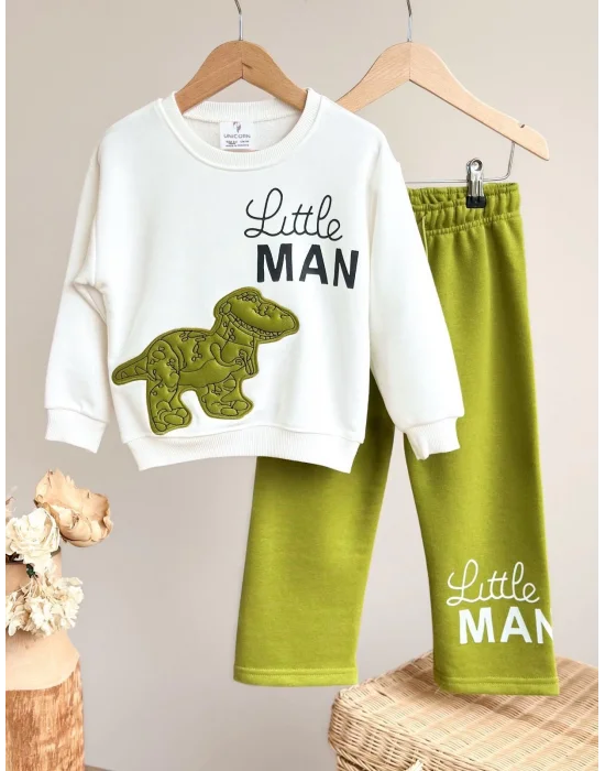Dinazor Nakışlı Aplike Detaylı Sweatshirt ve Eşofman Takımı
