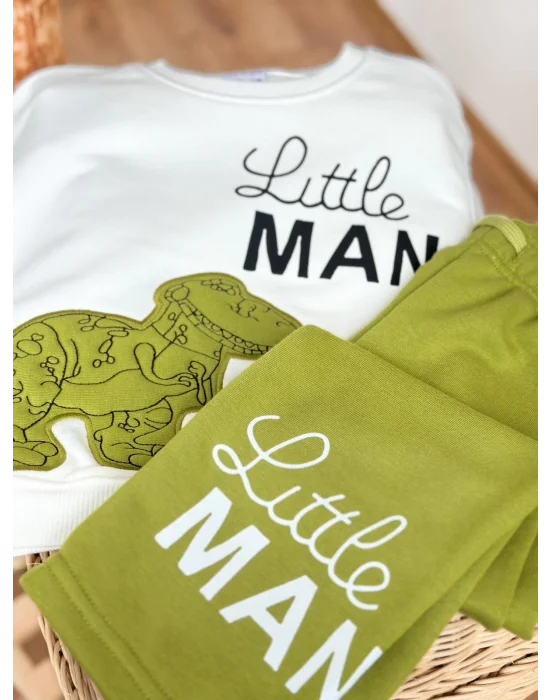 Dinazor Nakışlı Aplike Detaylı Sweatshirt ve Eşofman Takımı
