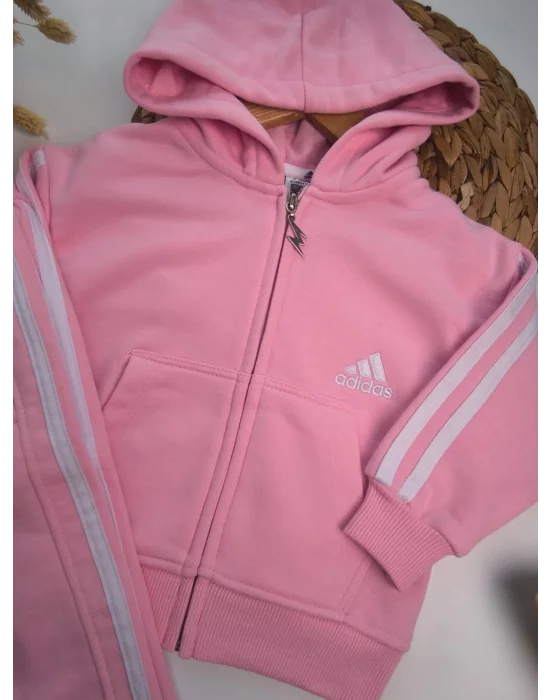 Fermuarlı, Kapşonlu, Çizgi Detaylı Çocuk Eşofman Takımı.