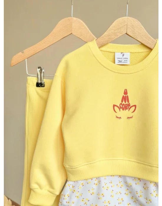 Gömlek Detaylı Sweatshirt ve İspanyol Paça Tayt