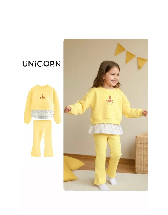 Gömlek Detaylı Sweatshirt ve İspanyol Paça Tayt