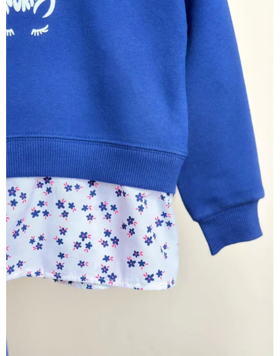 Gömlek Detaylı Sweatshirt ve İspanyol Paça Tayt