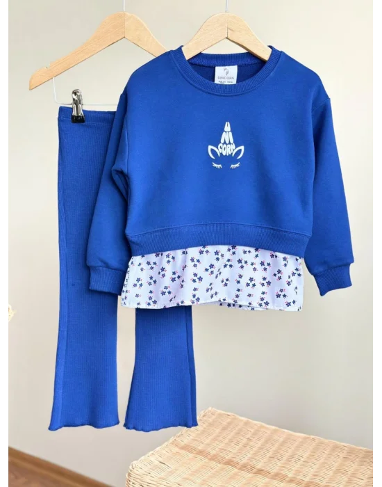 Gömlek Detaylı Sweatshirt ve İspanyol Paça Tayt
