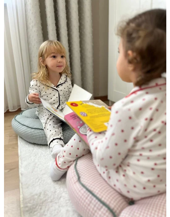 Kırmızı Kalp Detaylı Pijama Takımı