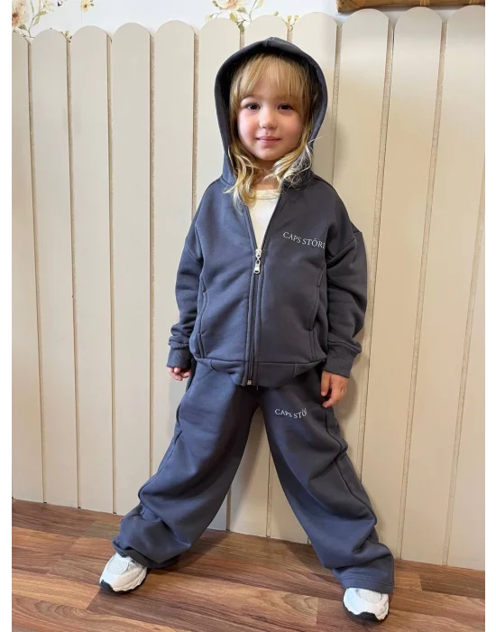 Kapüşonlu Fermuarlı Pamuklu Eşofman Takımı