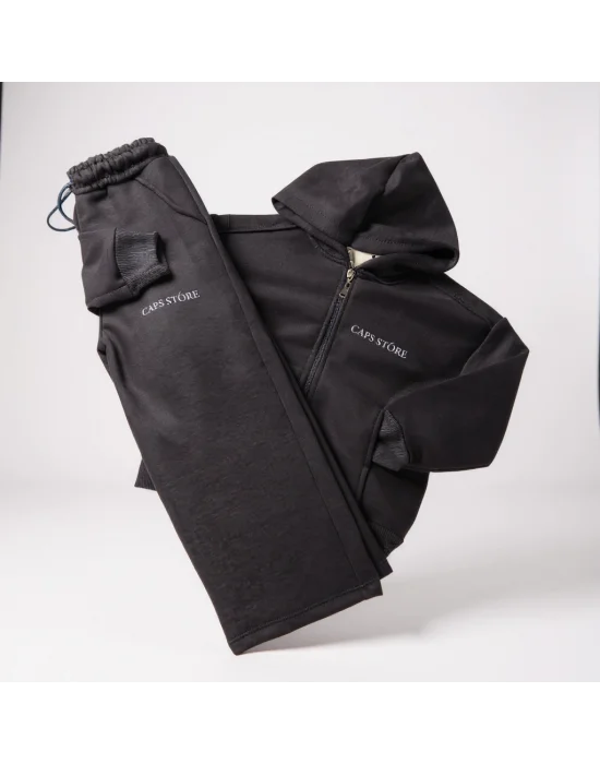 Kapüşonlu Fermuarlı Pamuklu Eşofman Takımı