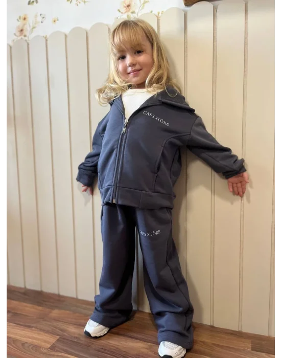 Kapüşonlu Fermuarlı Pamuklu Eşofman Takımı