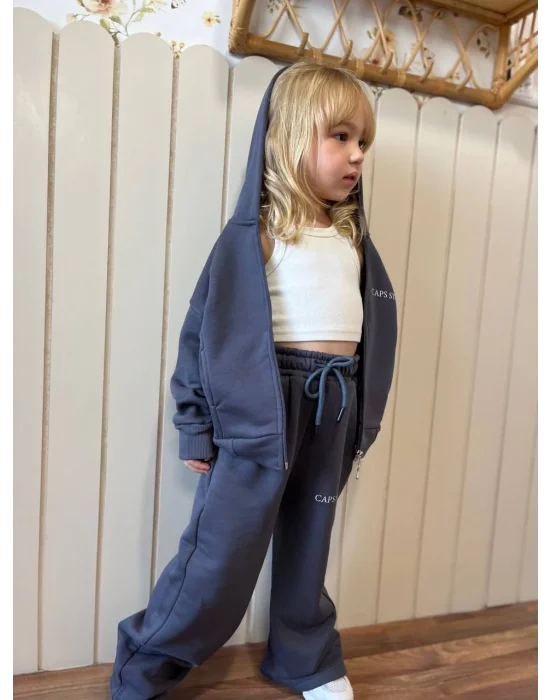 Kapüşonlu Fermuarlı Pamuklu Eşofman Takımı