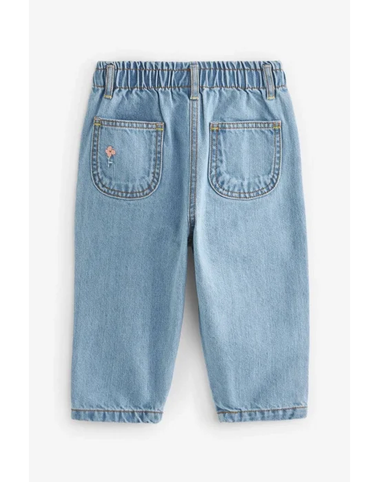 La’Ciel Ekru Gül Detaylı Kot Pantolon