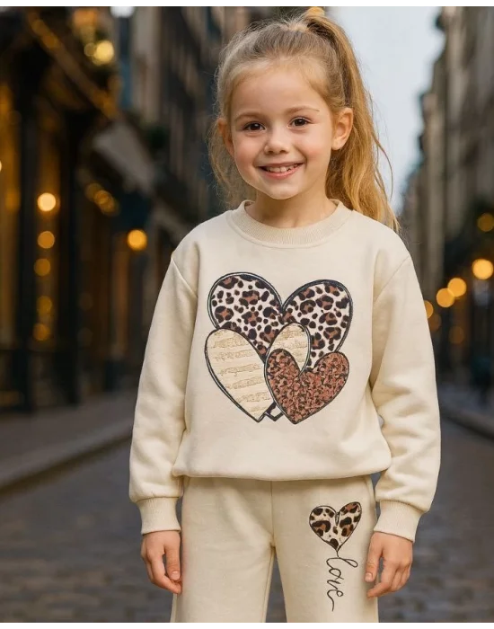 Leopar Desenli Kalpli Eşofman Takımı