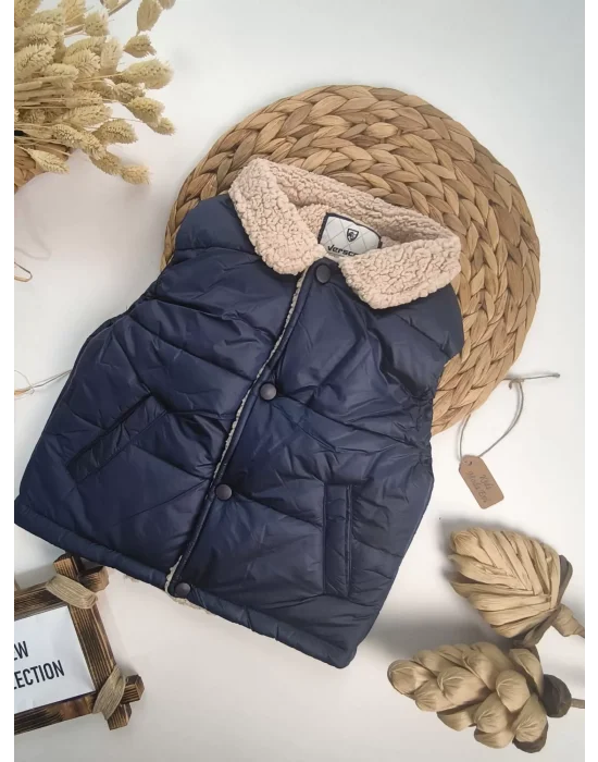 Lüks Kalite Pamuk ve Mikrofiber Dolgulu Özel Dikim Çocuk Yelek (Lacivert)
