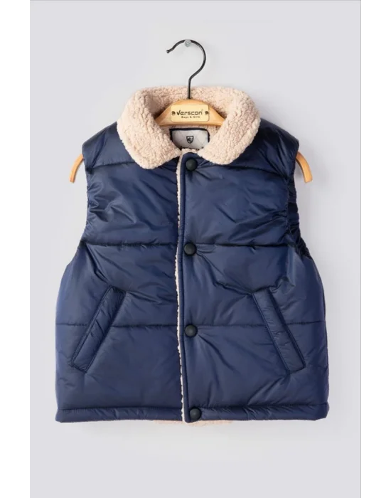 Lüks Kalite Pamuk ve Mikrofiber Dolgulu Özel Dikim Çocuk Yelek (Lacivert)