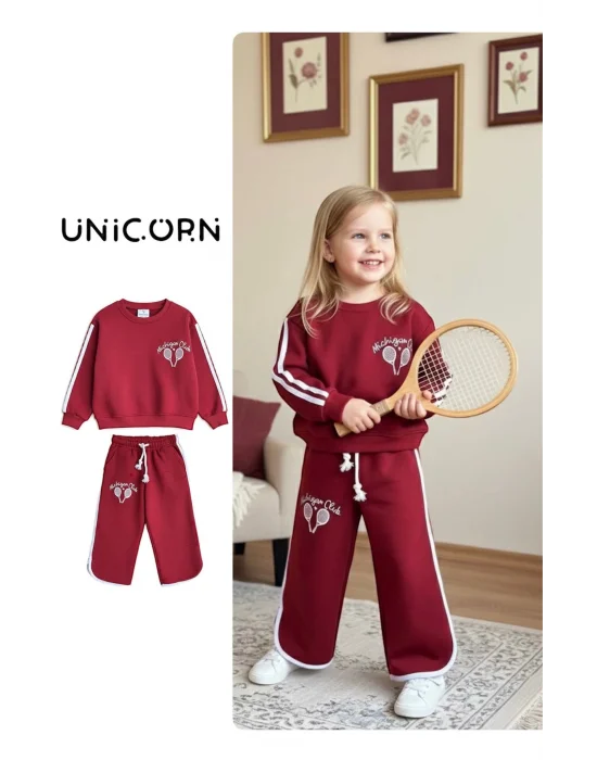 Michigan Club Biye Detaylı %100 Pamuk Sweatshirt ve 3 İplik Eşofman Takımı